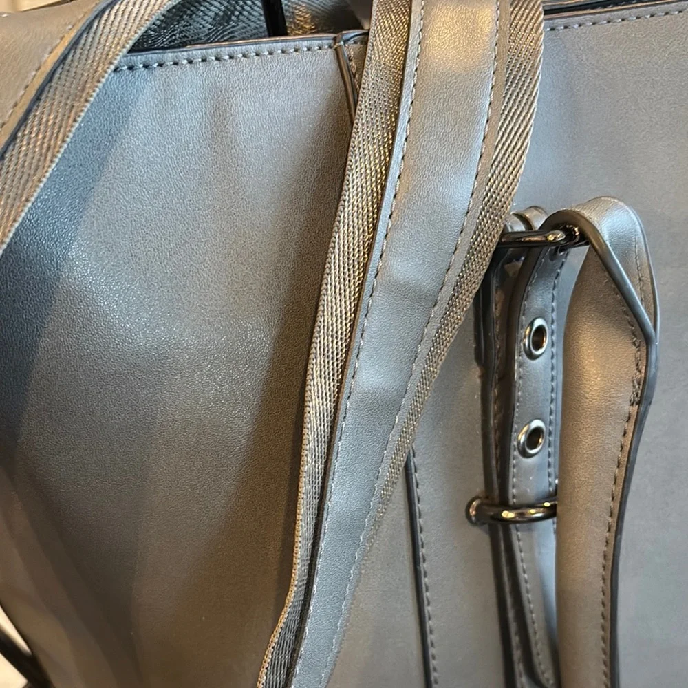 Mosiso Gray PU Leather LaptopTote Bag